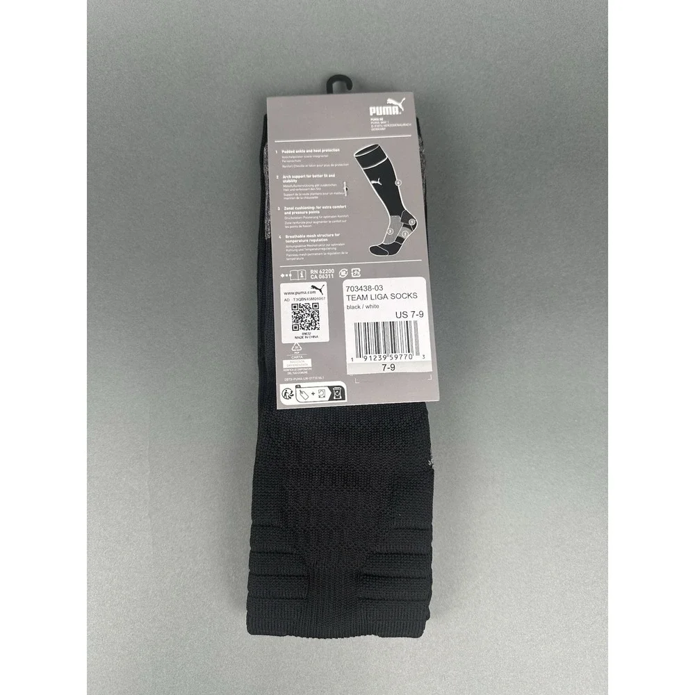 Puma Team Liga Football Soccer Socks Black/White Men's Size 3 L (US 7-9) NEW